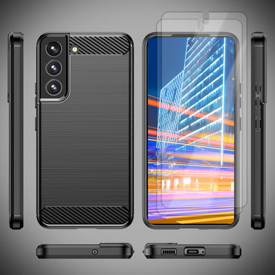 NALIA Silikonhülle für Samsung Galaxy S23 – Rutschfest & Matt – VORTEX (Gebürstete Optik & Carbon Design) – Marke aus Berlin Default Title NALIA Protective Hülle