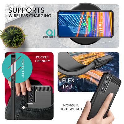 NALIA Silikonhülle für Samsung Galaxy S23 Plus – Rutschfest & Matt – VORTEX (Gebürstete Optik & Carbon Design) – Marke aus Berlin Default Title NALIA Protective Hülle