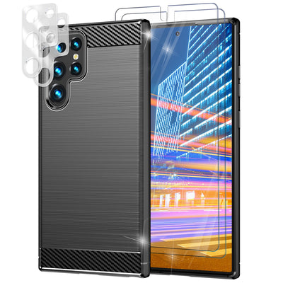NALIA Silikonhülle für Samsung Galaxy S23 Ultra – Rutschfest & Matt – VORTEX (Gebürstete Optik & Carbon Design) – Marke aus Berlin Default Title NALIA Protective Hülle