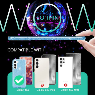NALIA Glitzerhülle für Samsung Galaxy S23 – Funkelnder Glitzer-Look & Grip – SHINEPOP (Silikon Case) – Marke aus Berlin Blau NALIA Protective Hülle
