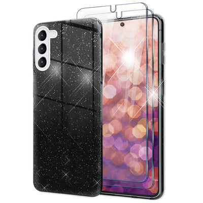 NALIA Glitzerhülle für Samsung Galaxy S23 Plus – Funkelnder Glitzer-Look & Grip – SHINEPOP (Silikon Case) – Marke aus Berlin Schwarz NALIA Protective Hülle