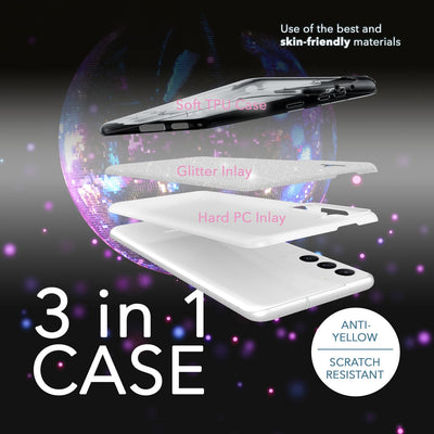 NALIA Glitzerhülle für Samsung Galaxy S23 Plus – Funkelnder Glitzer-Look & Grip – SHINEPOP (Silikon Case) – Marke aus Berlin Schwarz NALIA Protective Hülle