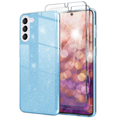 NALIA Glitzerhülle für Samsung Galaxy S23 Plus – Funkelnder Glitzer-Look & Grip – SHINEPOP (Silikon Case) – Marke aus Berlin Blau NALIA Protective Hülle