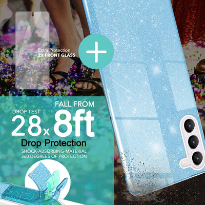 NALIA Glitzerhülle für Samsung Galaxy S23 Plus – Funkelnder Glitzer-Look & Grip – SHINEPOP (Silikon Case) – Marke aus Berlin Blau NALIA Protective Hülle