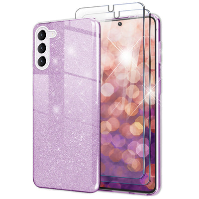 NALIA Glitzerhülle für Samsung Galaxy S23 Plus – Funkelnder Glitzer-Look & Grip – SHINEPOP (Silikon Case) – Marke aus Berlin Lila NALIA Protective Hülle