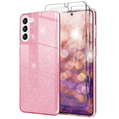 NALIA Glitzerhülle für Samsung Galaxy S23 Plus – Funkelnder Glitzer-Look & Grip – SHINEPOP (Silikon Case) – Marke aus Berlin Pink NALIA Protective Hülle
