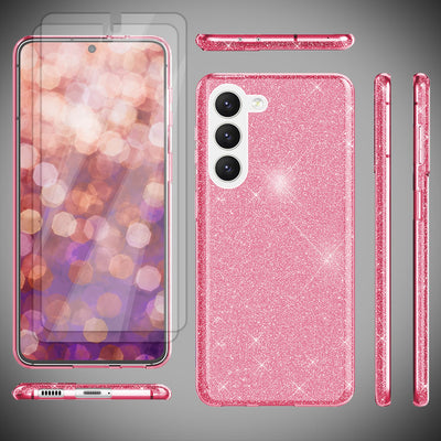 NALIA Glitzerhülle für Samsung Galaxy S23 Plus – Funkelnder Glitzer-Look & Grip – SHINEPOP (Silikon Case) – Marke aus Berlin Pink NALIA Protective Hülle