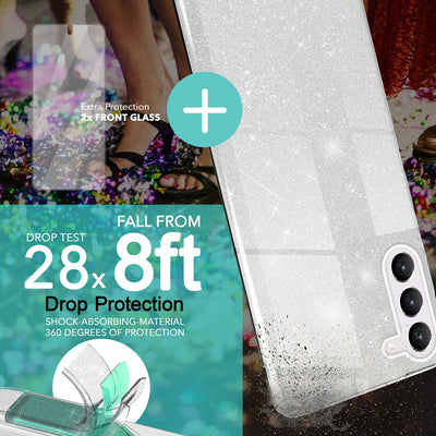 NALIA Glitzerhülle für Samsung Galaxy S23 Plus – Funkelnder Glitzer-Look & Grip – SHINEPOP (Silikon Case) – Marke aus Berlin Silber NALIA Protective Hülle