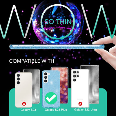NALIA Glitzerhülle für Samsung Galaxy S23 Plus – Funkelnder Glitzer-Look & Grip – SHINEPOP (Silikon Case) – Marke aus Berlin Blau NALIA Protective Hülle