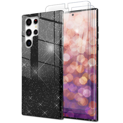 NALIA Glitzerhülle für Samsung Galaxy S23 Ultra – Funkelnder Glitzer-Look & Grip – SHINEPOP (Silikon Case) – Marke aus Berlin Schwarz NALIA Protective Hülle