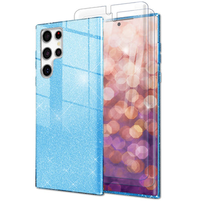 NALIA Glitzerhülle für Samsung Galaxy S23 Ultra – Funkelnder Glitzer-Look & Grip – SHINEPOP (Silikon Case) – Marke aus Berlin Blau NALIA Protective Hülle