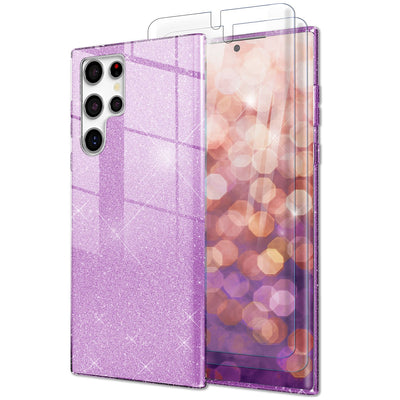NALIA Glitzerhülle für Samsung Galaxy S23 Ultra – Funkelnder Glitzer-Look & Grip – SHINEPOP (Silikon Case) – Marke aus Berlin Lila NALIA Protective Hülle