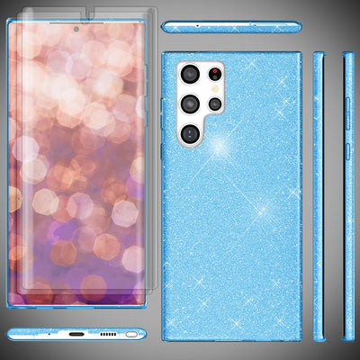 NALIA Glitzerhülle für Samsung Galaxy S23 Ultra – Funkelnder Glitzer-Look & Grip – SHINEPOP (Silikon Case) – Marke aus Berlin Blau NALIA Protective Hülle