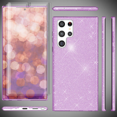 NALIA Glitzerhülle für Samsung Galaxy S23 Ultra – Funkelnder Glitzer-Look & Grip – SHINEPOP (Silikon Case) – Marke aus Berlin Lila NALIA Protective Hülle