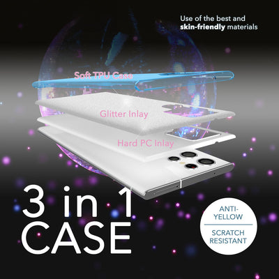 NALIA Glitzerhülle für Samsung Galaxy S23 Ultra – Funkelnder Glitzer-Look & Grip – SHINEPOP (Silikon Case) – Marke aus Berlin Blau NALIA Protective Hülle