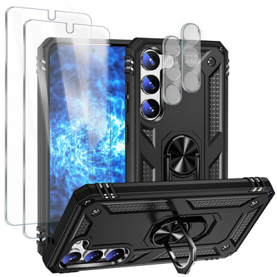 NALIA Panzerhülle für Samsung Galaxy S23 Plus – Ring-Ständer 360° & Magnet-Halterung Kompatibel – RINGDEFEND (Stoßfestes Outdoor Case) – Marke aus Berlin Schwarz NALIA Protective Hülle