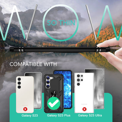 NALIA Panzerhülle für Samsung Galaxy S23 Plus – Ring-Ständer 360° & Magnet-Halterung Kompatibel – RINGDEFEND (Stoßfestes Outdoor Case) – Marke aus Berlin Schwarz NALIA Protective Hülle