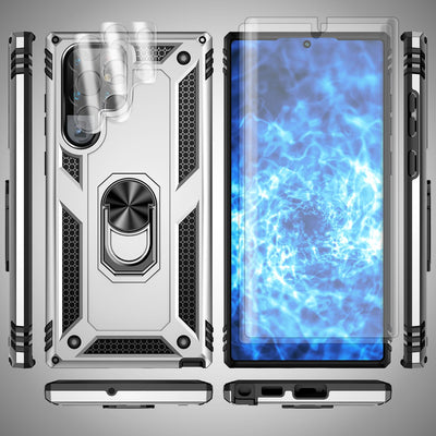 NALIA Panzerhülle für Samsung Galaxy S23 Ultra – Ring-Ständer 360° & Magnet-Halterung Kompatibel – RINGDEFEND (Stoßfestes Outdoor Case) – Marke aus Berlin