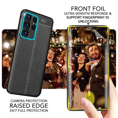 NALIA Leder-Optik Silikon Case für Samsung Galaxy S23 Ultra – Griffig & Matt – BARRON Handyhülle (Anti-Fingerprint, Stoßfest & Robust) – Marke aus Berlin Default Title NALIA Protective Hülle
