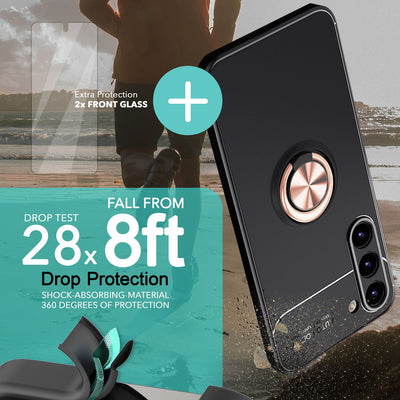 NALIA Ringhülle für Samsung Galaxy S23 – Ring-Ständer 360° & für Magnet-Halter – GRIP360 (Mattiertes Silikon Case) – Marke aus Berlin Rose Gold NALIA Protective Hülle