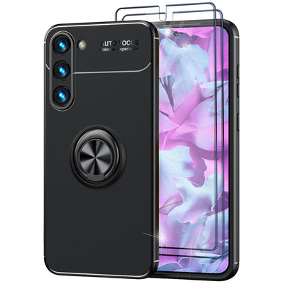 NALIA Ringhülle für Samsung Galaxy S23 Plus – Ring-Ständer 360° & für Magnet-Halter – GRIP360 (Mattiertes Silikon Case) – Marke aus Berlin Schwarz NALIA Protective Hülle