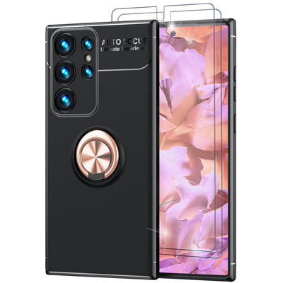 NALIA Ringhülle für Samsung Galaxy S23 Ultra – Ring-Ständer 360° & für Magnet-Halter – GRIP360 (Mattiertes Silikon Case) – Marke aus Berlin Rose Gold NALIA Protective Hülle