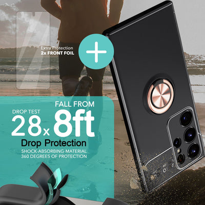 NALIA Ringhülle für Samsung Galaxy S23 Ultra – Ring-Ständer 360° & für Magnet-Halter – GRIP360 (Mattiertes Silikon Case) – Marke aus Berlin Rose Gold NALIA Protective Hülle