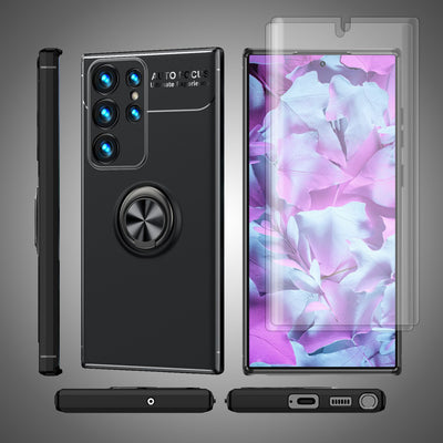 NALIA Ringhülle für Samsung Galaxy S23 Ultra – Ring-Ständer 360° & für Magnet-Halter – GRIP360 (Mattiertes Silikon Case) – Marke aus Berlin Schwarz NALIA Protective Hülle