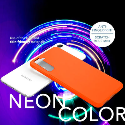 NALIA Neon Silikonhülle für Samsung Galaxy S23 – Soft-Touch & Signal-Neon – NEONSHOCK (Matte Schutzhülle) – Marke aus Berlin Orange NALIA Neon Hülle