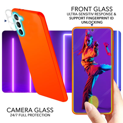 NALIA Neon Silikonhülle für Samsung Galaxy S23 – Soft-Touch & Signal-Neon – NEONSHOCK (Matte Schutzhülle) – Marke aus Berlin Orange NALIA Neon Hülle