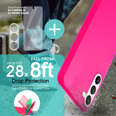NALIA Neon Silikonhülle für Samsung Galaxy S23 – Soft-Touch & Signal-Neon – NEONSHOCK (Matte Schutzhülle) – Marke aus Berlin Pink NALIA Neon Hülle