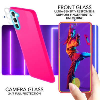 NALIA Neon Silikonhülle für Samsung Galaxy S23 – Soft-Touch & Signal-Neon – NEONSHOCK (Matte Schutzhülle) – Marke aus Berlin Pink NALIA Neon Hülle
