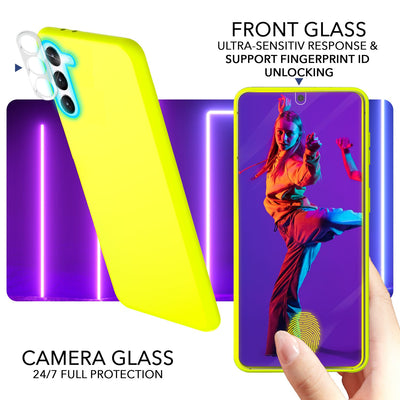 NALIA Neon Silikonhülle für Samsung Galaxy S23 – Soft-Touch & Signal-Neon – NEONSHOCK (Matte Schutzhülle) – Marke aus Berlin Gelb NALIA Neon Hülle