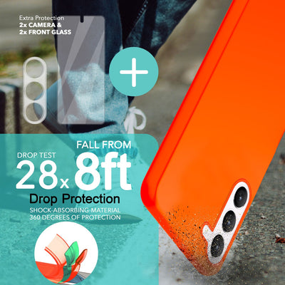NALIA Neon Silikonhülle für Samsung Galaxy S23 Plus – Soft-Touch & Signal-Neon – NEONSHOCK (Matte Schutzhülle) – Marke aus Berlin Orange NALIA Protective Hülle