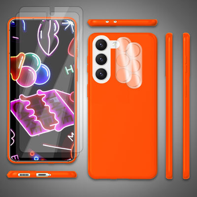 NALIA Neon Silikonhülle für Samsung Galaxy S23 Plus – Soft-Touch & Signal-Neon – NEONSHOCK (Matte Schutzhülle) – Marke aus Berlin Orange NALIA Protective Hülle