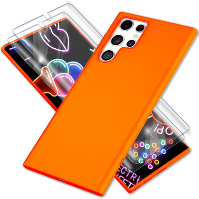 NALIA Neon Silikonhülle für Samsung Galaxy S23 Ultra – Soft-Touch & Signal-Neon – NEONSHOCK (Matte Schutzhülle) – Marke aus Berlin Orange NALIA Neon Hülle