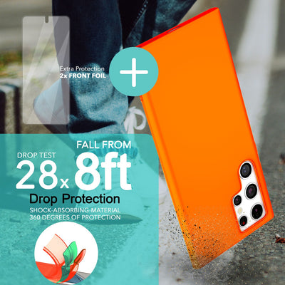 NALIA Neon Silikonhülle für Samsung Galaxy S23 Ultra – Soft-Touch & Signal-Neon – NEONSHOCK (Matte Schutzhülle) – Marke aus Berlin Orange NALIA Neon Hülle