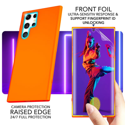 NALIA Neon Silikonhülle für Samsung Galaxy S23 Ultra – Soft-Touch & Signal-Neon – NEONSHOCK (Matte Schutzhülle) – Marke aus Berlin Orange NALIA Neon Hülle