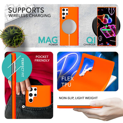 NALIA Neon Silikonhülle für Samsung Galaxy S23 Ultra – Soft-Touch & Signal-Neon – NEONSHOCK (Matte Schutzhülle) – Marke aus Berlin Orange NALIA Neon Hülle