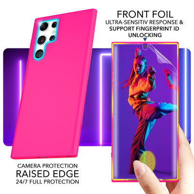 NALIA Neon Silikonhülle für Samsung Galaxy S23 Ultra – Soft-Touch & Signal-Neon – NEONSHOCK (Matte Schutzhülle) – Marke aus Berlin Pink NALIA Neon Hülle