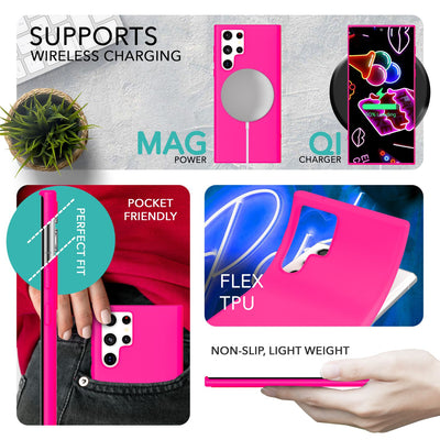 NALIA Neon Silikonhülle für Samsung Galaxy S23 Ultra – Soft-Touch & Signal-Neon – NEONSHOCK (Matte Schutzhülle) – Marke aus Berlin Pink NALIA Neon Hülle