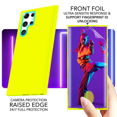 NALIA Neon Silikonhülle für Samsung Galaxy S23 Ultra – Soft-Touch & Signal-Neon – NEONSHOCK (Matte Schutzhülle) – Marke aus Berlin Gelb NALIA Neon Hülle