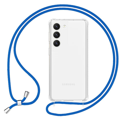 Klare Hybrid Hülle mit Kette zum Umhängen für Samsung Galaxy S23 Blau NALIA Transparente Hülle