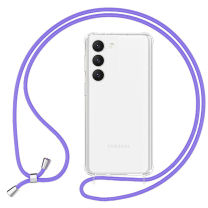 Klare Hybrid Hülle mit Kette zum Umhängen für Samsung Galaxy S23 Lila NALIA Transparente Hülle