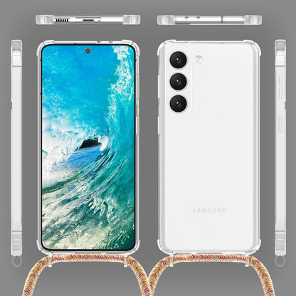 Klare Hybrid Hülle mit Kette zum Umhängen für Samsung Galaxy S23 Regenbogen NALIA Transparente Hülle