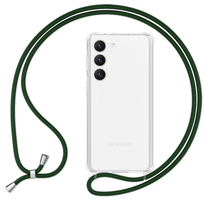 NALIA Handykette für Samsung Galaxy S23 Plus – Transparentes Hybrid-Case & Band – HANGIT PRO (Anti-Gelb Rückseite & Verstellbar) – Marke aus Berlin Dunkel-Grün NALIA Transparente Hülle