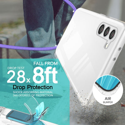 NALIA Handykette für Samsung Galaxy S23 Plus – Transparentes Hybrid-Case & Band – HANGIT PRO (Anti-Gelb Rückseite & Verstellbar) – Marke aus Berlin Lila NALIA Transparente Hülle
