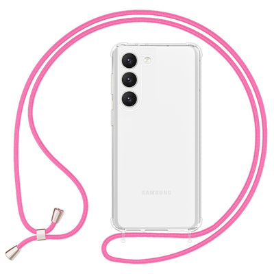 NALIA Handykette für Samsung Galaxy S23 Plus – Transparentes Hybrid-Case & Band – HANGIT PRO (Anti-Gelb Rückseite & Verstellbar) – Marke aus Berlin Pink NALIA Transparente Hülle