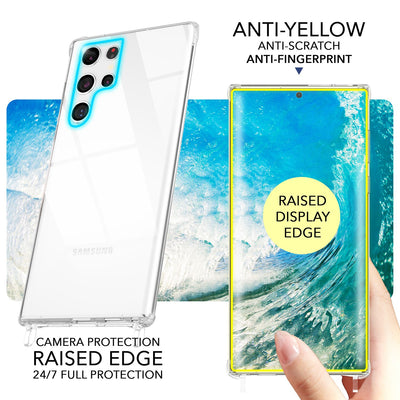 NALIA Handykette für Samsung Galaxy S23 Ultra – Transparentes Hybrid-Case & Band – HANGIT PRO (Anti-Gelb Rückseite & Verstellbar) – Marke aus Berlin Regenbogen NALIA Transparente Hülle