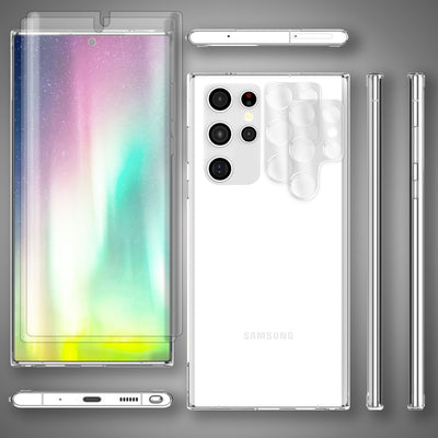 NALIA Transparente Hülle für Samsung Galaxy S23 Ultra – Anti-Gelb & Stoßfest – BLYSS (Rückseite in Glas-Optik) – Marke aus Berlin NALIA Transparente Hülle